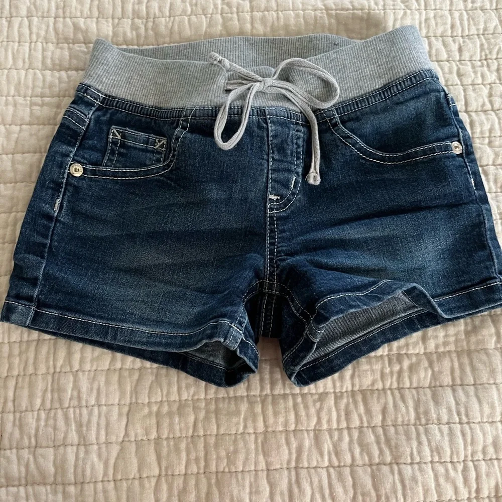 Justice Blue Jean Shorts with Gray Waistband